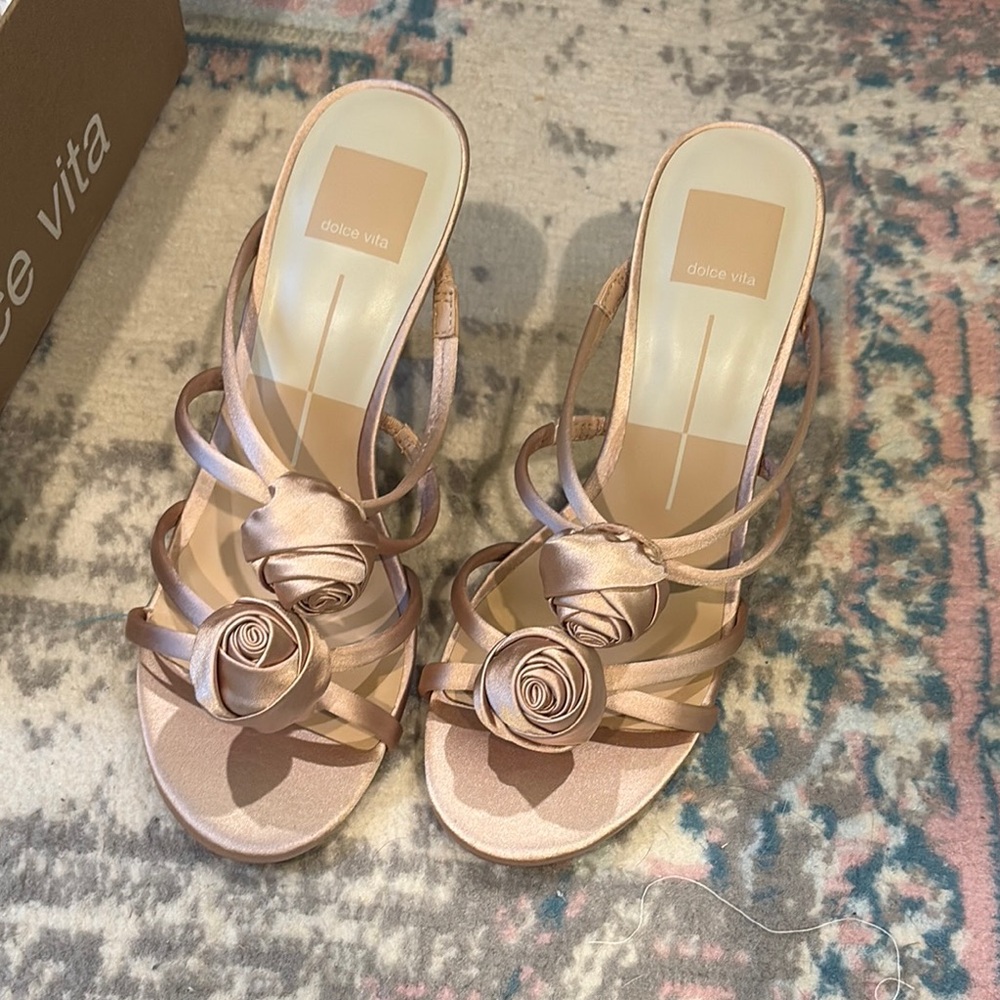 Dolce Vita Gold Heeled Sandals with Bow Detail